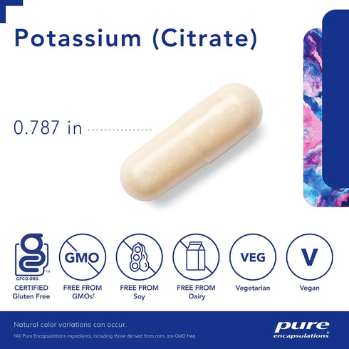 Pure Encapsulations Potassium (Citrate) - Essential Electrolyte Supplement to Support Nerve & Muscle Function, Adrenals, Hormones, Heart Health & ...
