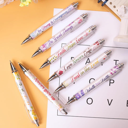 Christian Bible Ballpoint Pens: 24 pcs Inspirational Religious Quotes Notebook Flower Supplies for Teacher Nurse Women as Gift School Office Pen S...
