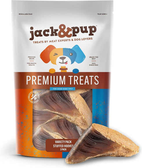 Jack&Pup Filled Cow Hooves for Dogs | Stuffed Dog Chew Hoofs (Flavors: Peanut Butter, Bacon & Cheese, Bully Sticks) | Natural Dog Chews Cow Hoofs ...