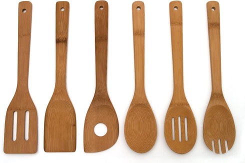 Lipper International 826 Bamboo Wood Kitchen Tools in Mesh Bag, 6-Piece Set...