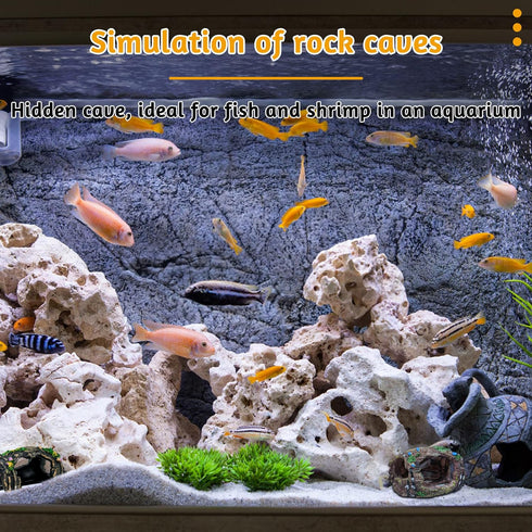 2 PCS Broken Barrel Aquarium Decorations, Caves Hide Hut Fish Tank Ornaments, Shipwreck Theme Landscaping Hideouts Accessories...