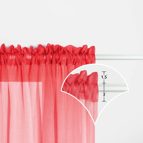 Mrs.Naturall Red and Black Curtains 63 Inch Length for Bedroom Decor Set of 1 Single Sheer Panel Elegant Ombre Modern Red Black Curtains for Livin...