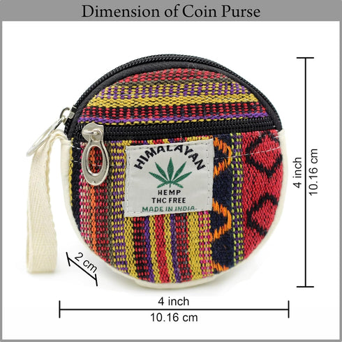 Coin Purse For Women Handmade Hemp Coin Pouch Eco friendly Hippie Boho Wallet Earphone holder (Red)...