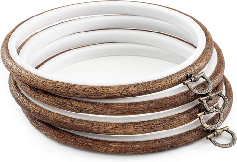 joybest 4 Pieces 6 Inch Round Embroidery Hoops Display Frame Circle, Cross Stitch Hoop Ring Imitated Wood Embroidery Kits for Art Craft Sewing and...