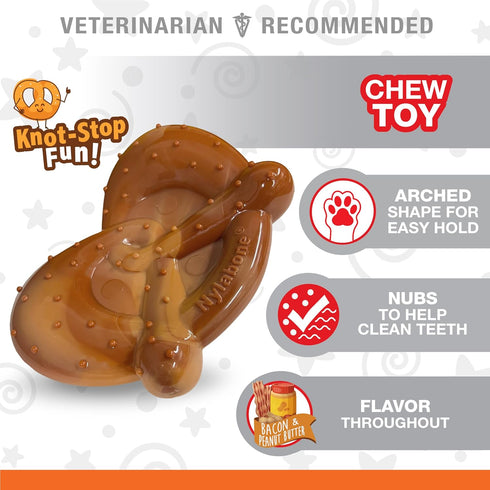 Nylabone Power Chew Pretzel Dog Chew Toy - Fun & Cute Dog Toys for Aggressive Chewers, Durable Dog Toys, Bacon & Peanut Butter Flavor, X-Large/Sou...