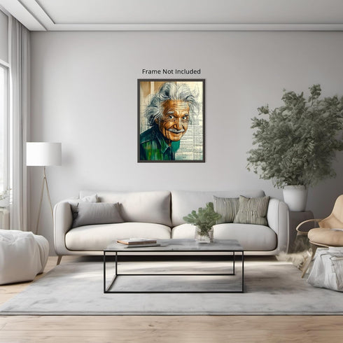 Posterizer 1 pcs-illustration of Albert Einstein on vintage book page-Vintage Art-Teachers & Classrooms-School and classroom art- unframed wall ar...