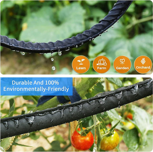 2024 Flat Soaker Hose 15 ft with Stake for Garden, Linkable Drip Hose Diy Automates Garden Irrigation System Saving 81% Water, Dual-layer Leak-fre...