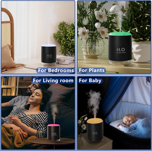 SZO Colorful Mini Humidifier, USB Rechargeable Humidifier, 4 Modes Super Quiet, Humidifiers For Bedroom,Suitable For Travel Office Family-Black...