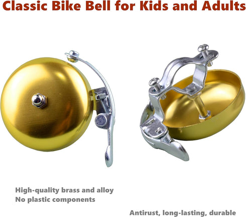 Classic Bike Bell, Loud Crisp Clear Sound Bicycle Bells Accessories for Adults Youths, Stylish Bike Horn for Road Bike, Mountain Bike...