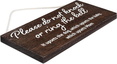 Baby sleeping sign for front door - Please do not knock or ring the bell, it upsets the dog, which upsets the baby, which upsets mom - No soliciti...