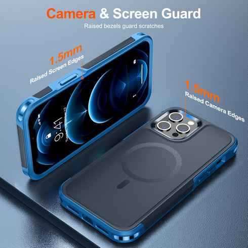 SUPFINE Magnetic for iPhone 12 Pro Max Case (Compatible with MagSafe) (12 FT Military Grade Drop Protection) 2X(Tempered Glass Screen Protector an...