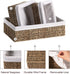 FairyHaus Seagrass Storage Baskets with Liner, Natural Small Seagrass Baskets, Hand-woven Nesting Wicker Baskets Set for Shelves Rectangle 3Pack (...