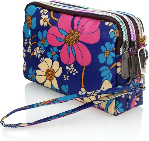 CONISY Large Capacity Wristlet Wallets for Women, Printed Nylon Crossbody Clutch Purse, 3 Zipper Cell Phone Wallet for Ladies...