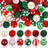 Whaline 60Pcs Christmas Bubblegum Beads 20mm Bulk Mixed Christmas Chunky Beads Red Green Acrylic Spacer Beads Xmas Gumball Loose Beads Kit for Chr...