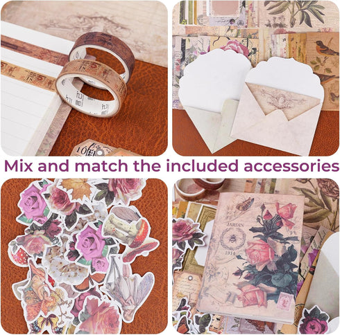 Funto Scrapbooking Kit (202 PCS), Vintage Collection-Rose Angel, Ideal Gift Box Packaging, Perfect for Bullet Scrapbooking Materials, Planner DIY ...