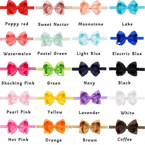 CÉLLOT Baby Girls Headbands Grosgrain Ribbon 4.5" Hair Bows Headband Big Bow Hair Bands for Toddler Pack of 20...