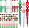 Whaline 15Pcs Christmas Beadable Pen Red Green Silver Bead Ballpoint Pen Gel Ink Pen with 50Pcs Colorful Beads 100Pcs Rhinestone Beads for Xmas DI...