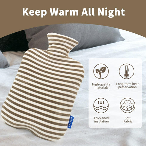 Hot Water Bottle with Soft Cover, 2L Hot Water Bag for Menstrual Cramps, Neck and Shoulder Pain Relief, Hot and Cold Therapies, Hand Feet Warmer, ...