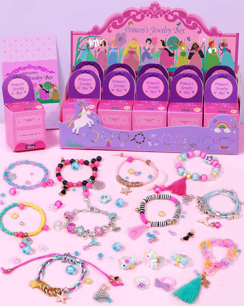 10set Charm Bracelet Making Kit - DIY Jewelry Making Supplies Bead Set, Art and Craft Gift for Girl, Princess Birthday Gift Party Favors | Girl Pr...