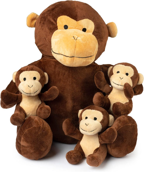 Talking Stuffed Mommy Monkey with 3 Baby Monkeys in her Tummy | Plush Monkey | Monkey Stuffed Animals | Stuffed Animal Family | Stuffed Animal Mom...