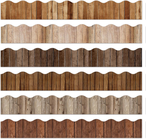 Whaline 82Ft Wood Grain Bulletin Board Borders Brown Wood Texture Adhesive Trim Border for School Classroom Office Party Decoration...