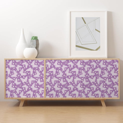Purple Butterfly Floral Wallpaper Peel and Stick Violet Flower Wallpaper Removable Temporary DIY Contact Paper for Cabinet Drawer Bedroom Girls Ro...