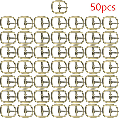 uxcell Metal Rectangle Single Prong Pin Shoe Center Buckle 50PCS Bronze Tone...