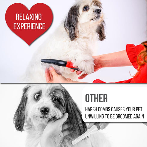 Poodle Comb for Dogs with Rotating Teeth - Smoothest Pet Comb with 5-in-1 Features for Dematting - Dog Essentials for Small Medium and Large Dog...