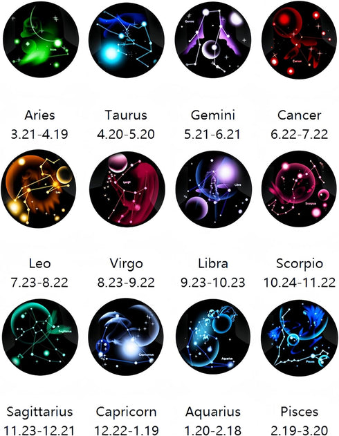 Zodiac Necklace Jewelry Birthday Gifts Astrology 12 Constellation Horoscope Sign Galaxy Crescent Half Moon Pendant Necklace...