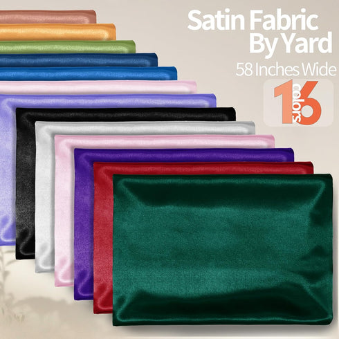 Homiest Emerald Green Satin Fabric by The Yard, 3 Yards x 58 Inch Charmeuse Satin Fabric Silky & Shiny Cloth Fabric, Smooth Bridal Satin Fabric fo...