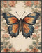 Posterizer 1 pcs- Orange and blue butterfly with wild red flowers-Art for Animal Lovers-Floral Botanical Art- Gift for Men Women Teens-Living Room...