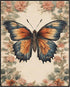 Posterizer 1 pcs- Orange and blue butterfly with wild red flowers-Art for Animal Lovers-Floral Botanical Art- Gift for Men Women Teens-Living Room...