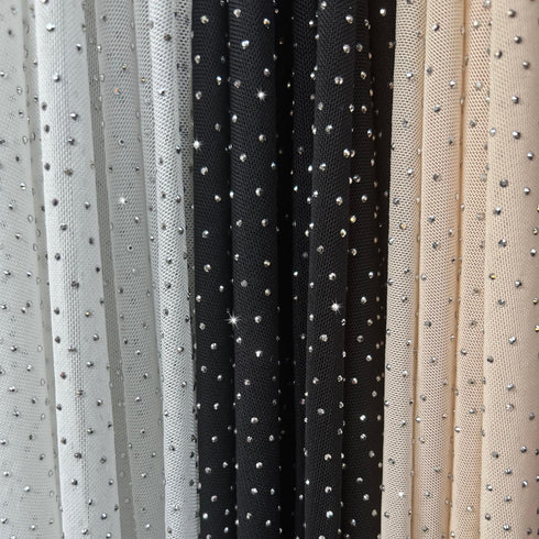 59x35 Inch Shiny Rhinestone Tulle Fabric One Yard Rhinestone Fabric Stretch Rhinestone Mesh Fabric for Background DIY Women's Sexy Costumes Weddin...