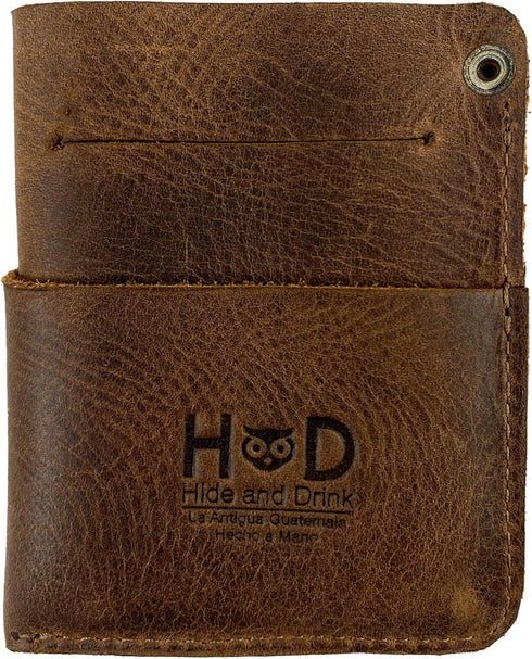 Hide & Drink, Front Pocket Wallet, Multitool Pouch, Card Holder, Money Organizer, Travel Accessories, Full Grain Leather, Handmade, Bourbon Brown...