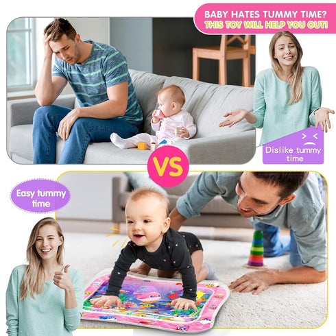 Infinno Tummy Time Mat Premium Baby Water Play Mat for Infants and Toddlers Baby Toys for 3 to 24 Months, Strengthen Your Baby's Muscles, Pink The...