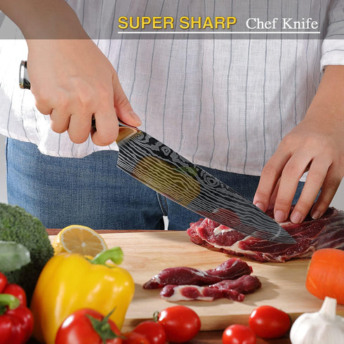 Chef Knife, 8 inch Chef's Knife, Super Sharp Professional German High Carbon Stainless Steel Cooking Kitchen Knives-Rust Resistant,with Micarta Ha...