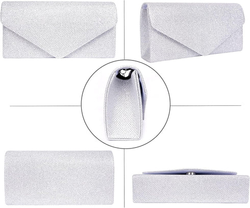 Larcenciel Clutch Purses for Women, Sparkly Sequin Envelope Clutch Evening Bag w/Chain, Elegant Party Prom Dress Bride Purse...