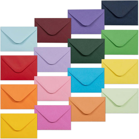 Gift Card Envelopes - 160-Count Mini Envelopes, Paper Business Card Envelopes, Bulk Tiny Envelope Pockets, 16 Colors, 4 x 2.7 Inches...