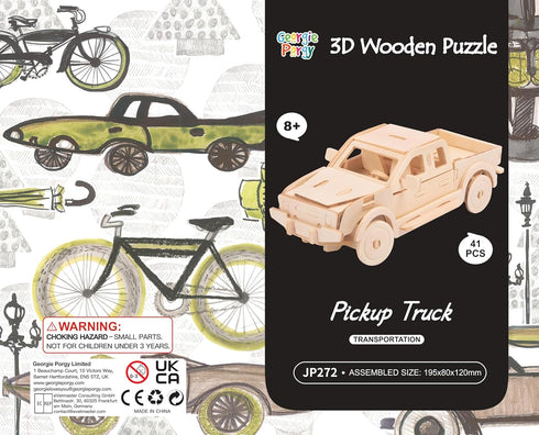 Georgie Porgy 3D Wooden Puzzles for Kids Toys Construction Woodcraft Kits DIY Model Puzzle Kits Birthday Gifts Pack of 3 (Sports Cars Off-Road Veh...