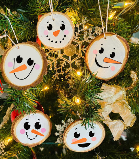 3” Christmas Snowman Face Stencils for Painting on Wood Slice, Reusable Christmas Stencil Winter Ornament Drawing Templates for Tiered Tray/Window...