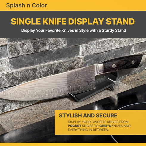 Single Knife Display Stand - Display Your Favorite Knives in Style with a Sturdy Stand - Accommodates 3" to 10" Length - Show Quality Multi-Color ...