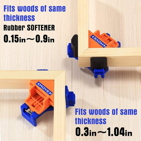 Corner Clamps for Woodworking,90 Degree Right Angle Clamps Set of 4,Woodworking Tools with Work Gloves,Adjustable Spring Loaded Square Clamp for C...
