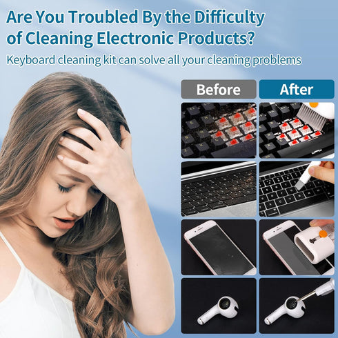 Keyboard Cleaner Laptop Cleaning Kit - 12 in 1 Computer Tech Cleaning Brush, Electronic Screen Cleaner with Multi-Function Cleaning Pen for MacBoo...