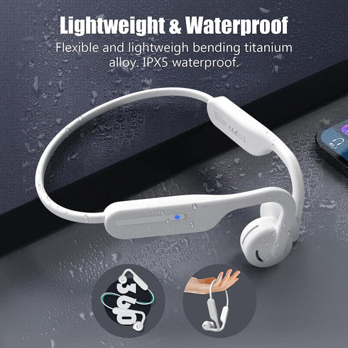 Open Ear Air Conduction Headphones, Bluetooth 5.0 Wireless Running Headphones 10 Hours Playtime HiFi 9D Stereo Sweatproof Sports Headset with Mic ...