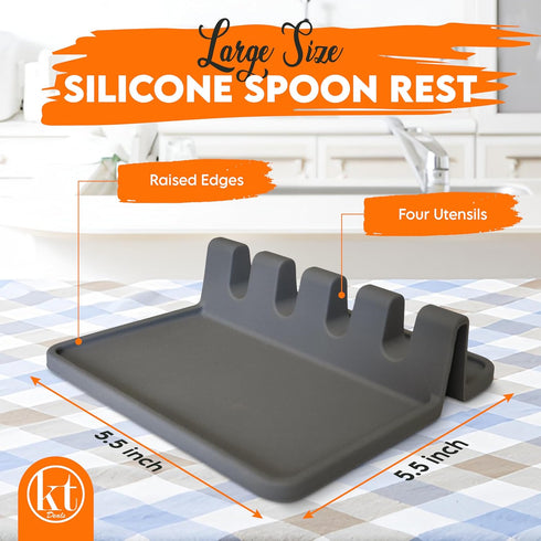 Silicone Spoon Rest, Utensil Rest with Drip Pad - Multi Spoons Rest for Stove Top - Spatula, Ladle, Tongs Holder Stand for Kitchen Counter...