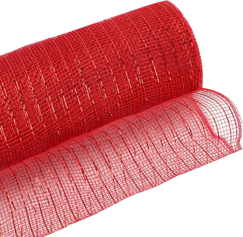 MEEDEE Red Metallic Mesh Red Deco Mesh 10 Inch Red Mesh Ribbon for Christmas Tree Red Mesh for Wreaths Decorative Mesh Wreath Supplies Garland Sta...