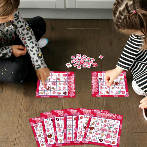 jollylife 40 Players Valentine's Day Bingo Game Cards Class Party Supplies Activity(Pink)...