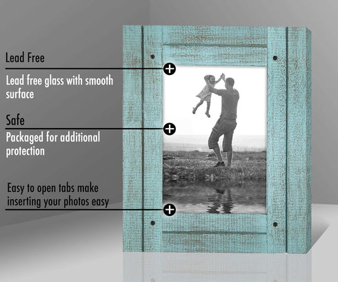 Americanflat 5x7 Picture Frame with Polished, Crystal Clear Glass - Hampton Collection - Distressed Wood Picture Frames for Tabletop and Wall Disp...