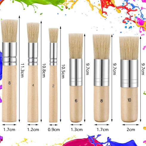 6 Pieces Wooden Stencil Brushes Pure Natural Bristle Template Paint Brushes Painting Bristle Brushes for Acrylic Oil Watercolor Art Painting Stenc...