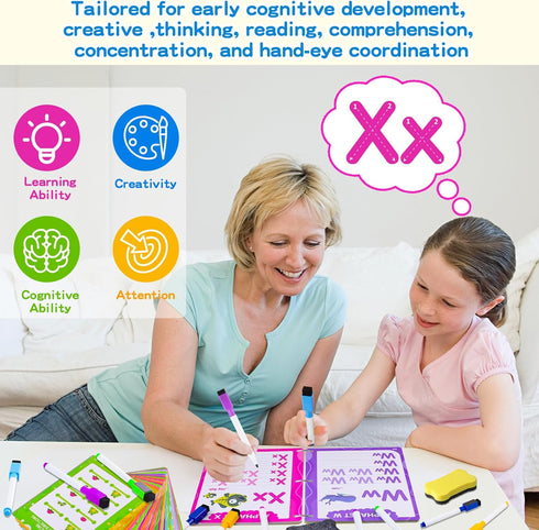 Preschool Learning Activities, 62 Pages Educational Workbook for Kids, Handwriting Practice, Montessori Toys, Autism Materials, Alphabet Learning,...